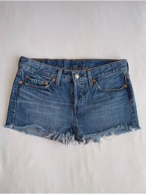 Levi’s 501 Cut Off Denim Shorts Size 26 Medium Wash Distressed Raw Hem - Women